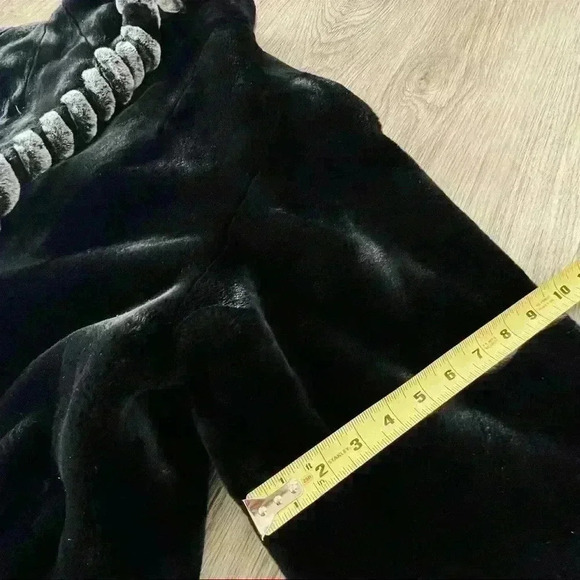 Vintage Faux Fur Luxurious Long Black Grey Long Coat Women Size M - Picture 14 of 15
